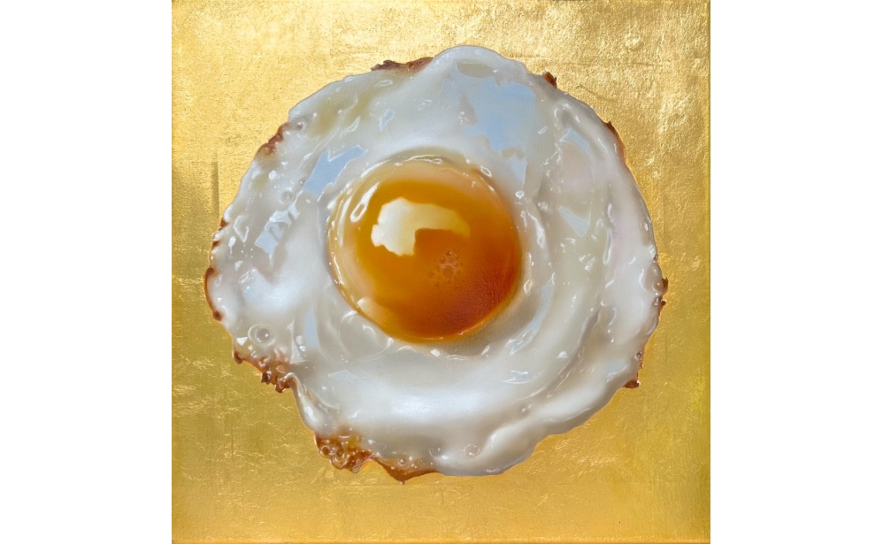 Tjalf's golden egg, oil and gold leaf on linen
